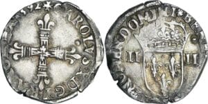 France - Charles X (1589-1590) - Quart d'écu - 1592 T (Nantes)