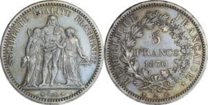 France - Gouvernement de défense nationale (1870-1871) - 5 francs Hercule 1870 A (Paris)