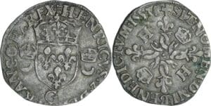 France - Henri II (1547-1559) - Douzain aux croissants - 1553 G (Poitiers)