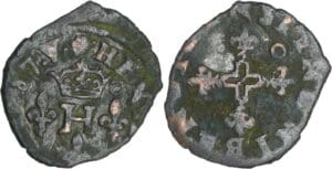France - Henri III (1574-1589) - Liard à la croistte fleurdelisée - 1587 N (Montpellier)