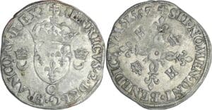 France - Henri II (1547-1559) - Douzain aux croissants - 1557 C (Saint-Lô)