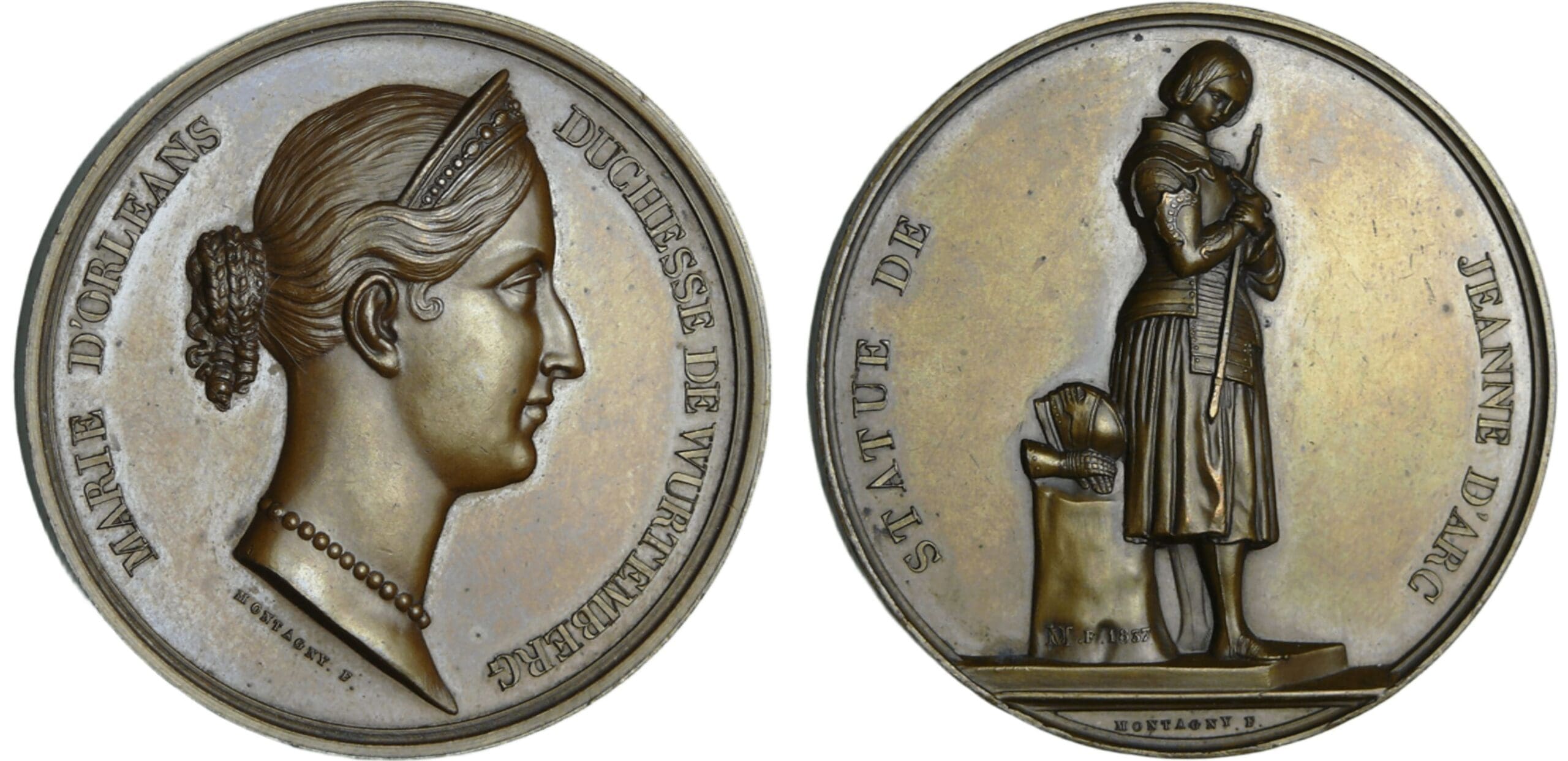 France - Marie-Chritine d'Orleans (1813-1839) - Médaille, La statue de Jeanne d'Arc, 1837, Paris France - Marie-Chritine d'Orleans (1813-1839) - Médaille, La statue de Jeanne d'Arc, 1837, Paris