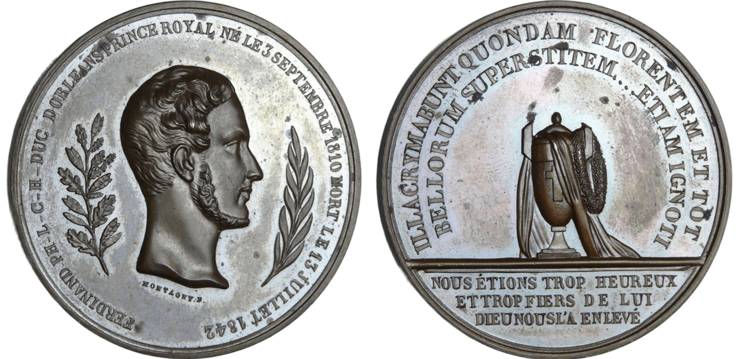 France - Ferdinand-Philippe d'Orléans (1810-1842) - Médaille, Funéraille du Duc, 1842, Paris France - Ferdinand-Philippe d'Orléans (1810-1842) - Médaille, Funéraille du Duc, 1842, Paris
