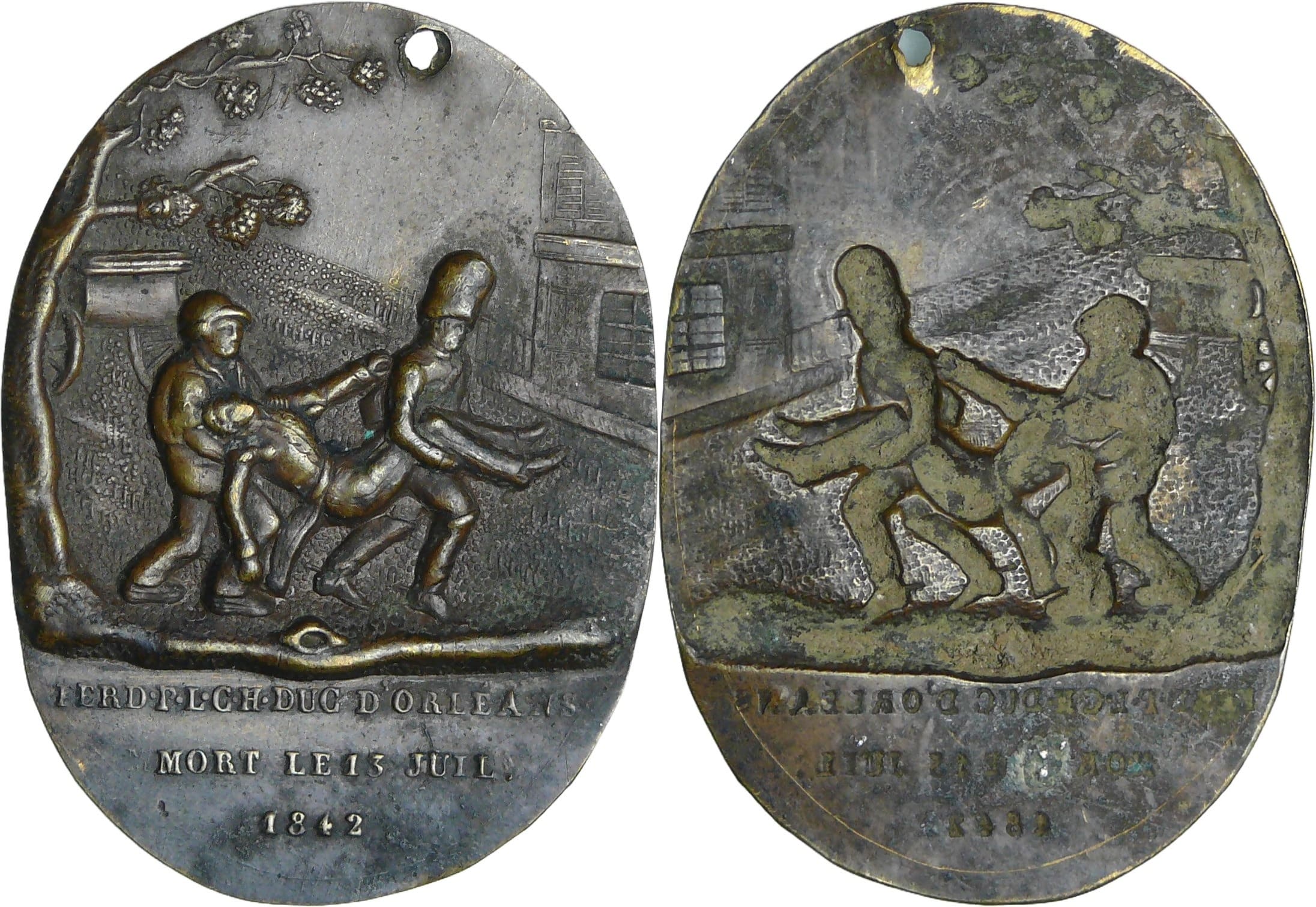 France - Ferdinand-Philippe d'Orléans (1810-1842) - Plaquette, Accident et transport du corps du Duc d’Orléans, 1842 France - Ferdinand-Philippe d'Orléans (1810-1842) - Plaquette, Accident et transport du corps du Duc d’Orléans, 1842