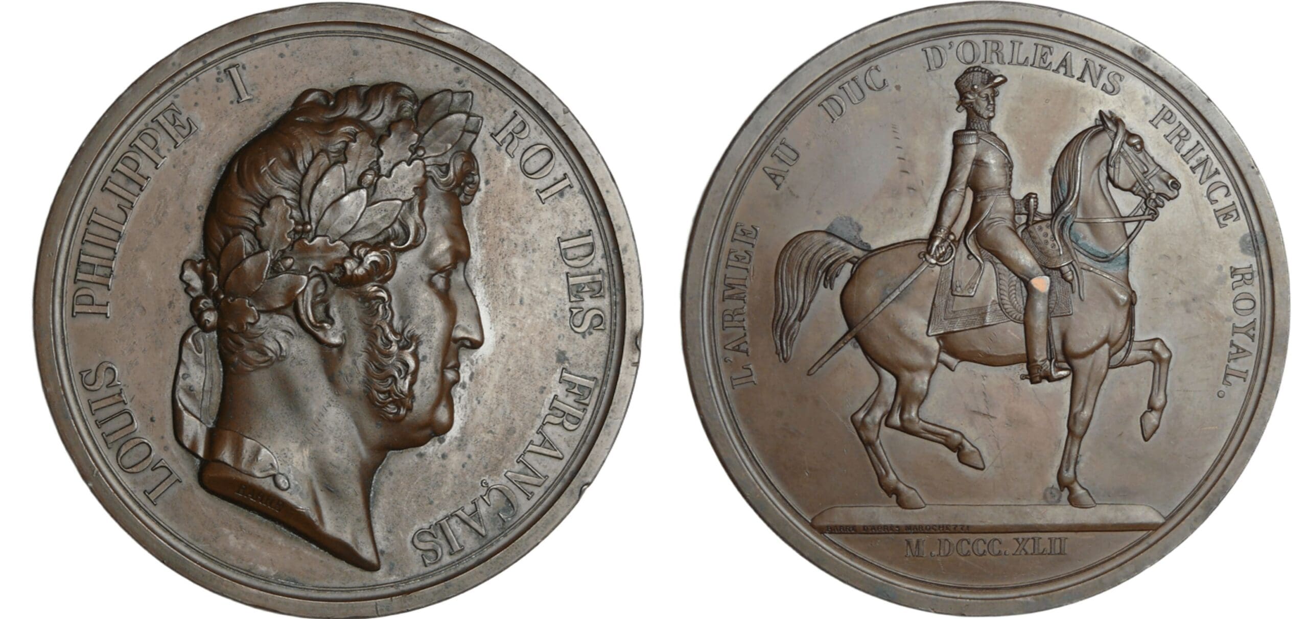 France Louis-Philippe, Duc d'Orléans (1773-1850) - Médaille, Inauguration de la statue équestre du Duc - 29 juillet 1845, Paris France Louis-Philippe, Duc d'Orléans (1773-1850) - Médaille, Inauguration de la statue équestre du Duc - 29 juillet 1845, Paris