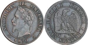 France - Napoléon III (1852-1870) - 1 centime tête laurée 1870 A (Paris)