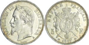 France - Napoléon III (1852-1870) - 5 francs tête laurée 1867 A (Paris)