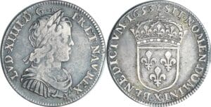 France - Louis XIV (1643-1715) - ¼ d’écu à la mèche longue - 1653 X (Amiens)