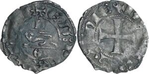 France - Aquitaine - Edouard III - Denier au léopard 3ème type avec B ET O