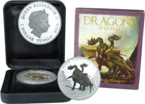 Tuvalu - The Perth mint - 1 dollar (1 once) 2013 "Dragon of legend, Three-Headed Dragon"