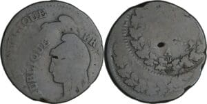 France - Directoire (1795-1799) - 5 centimes Dupré - grand module - Double frappe décalée