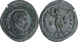 Constantin 1er - Follis réduit 1/72 (310-311, Lyon) - Le Soleil, N°348 du trésor de Lignières