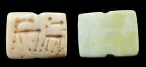 Moyen-Orient - Période archaïque pré-dynastique - Cachet en marbre blanc (Couple de cervidés) - 2500 / 1000 av J.-C.