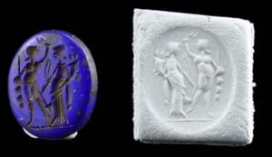 Romain - Empire d’Orient - Intaille en lapis lazuli (La Fortuna et probablement Hermès) - 1er siècle