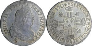 France - Louis XIV (1643-1715) - ½ écu aux 8 L, 2ème type - 1704 9 (Rennes)
