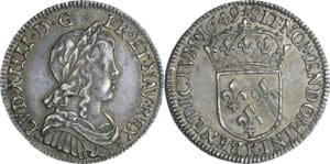 France - Louis XIV (1643-1715) - ¼ d’écu à la mèche longue - 1649 K (Bordeaux)