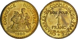 France - Troisième république (1871-1940) - 1 franc Chambre de commerce 1920 essai piéfort