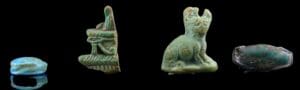 Egypte - Basse époque - Lot de 4 amulettes - 633-332 av. J.-C. (26ème-30ème dynastie)