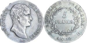 France - Bonaparte premier consul (1799-1804) - 5 francs An 12 H (La Rochelle)