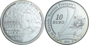 France - Série grand navire français - Belle Épreuve 10 euro - Le Soleil Royal 2015