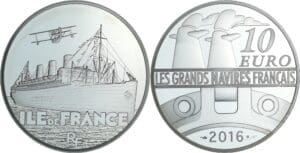 France - Série grand navire français - Belle Épreuve 10 euro - L'Ile de France 2016