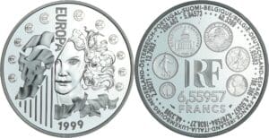 France - Série Europa - Belle Épreuve de 6.55957 francs (1 euro) - Taux de change 1999