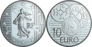 France - Série Semeuse - Belle Épreuve de 10 euro - Denier de Charles le Chauve 2014