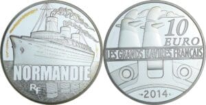 France - Série Les grands navires français - Belle Épreuve de 10 euro - Le paquebot Le Normandie 2014