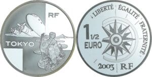 France - Voyage autour du Monde - Belle Épreuve de 1 1/2 euro - Vol Paris-Tokyo 2003