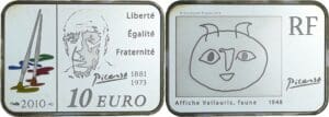France - Série Des peintres célébres - Belle Épreuve de 10 euro -Pablo Picasso 2010