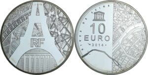 France - Série UNESCO Rives de Seine - Belle Épreuve de 10 euro - Tour Eiffel palais de Chaillot 2014