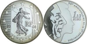 France - La Semeuse - Belle Épreuve de 1 1/2 euro - 50e anniversaire de la Ve république 2008