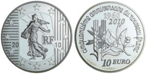 France - La Semeuse - Belle Épreuve de 10 euro - 50e annivesaire du nouveau franc 2010