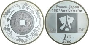 France - Série relations diplomatiques France-Japon - Belle Épreuve de 1 1/2 euro - Monnaie Kanei-Thul 2008
