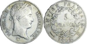 France - Napoléon 1er (1804-1814) - 5 francs revers empire 1809 K (Bordeaux)