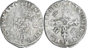 France - Henri II (1547-1559) - Douzain aux croissants - 1557 H (La Rochelle)