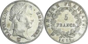 France - Napoléon 1er (1804-1814) - 5 francs revers empire 1811 A (Paris), date espacée