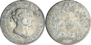 Italie - Principauté de Lucques et Piombino - 5 franchi 1807 (Florence)