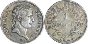 France - Napoléon 1er (1804-1814) - 1 franc revers empire 1809 Q (Perpignan)