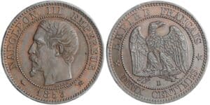 France - Napoléon III (1852-1870) - 2 centimes tête nue 1853 D (Lyon) petit D / petit lion