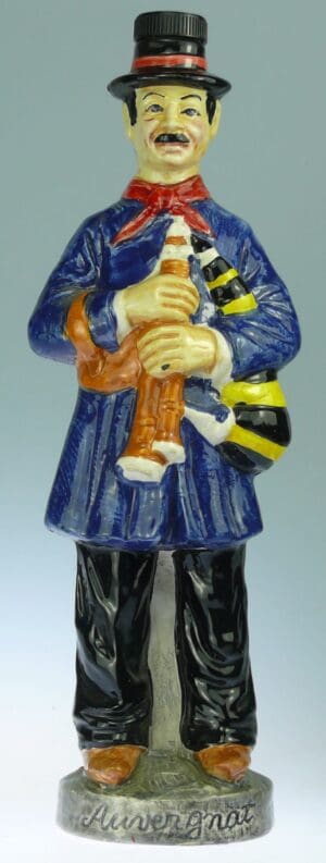 Bouteille en céramique émaillée - Auvergnat au biniou