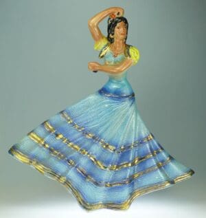 Bouteille en céramique - Danseuse à la robe bleue