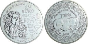 France - Série calendrier chinois - Belle Épreuve 1/4 d'euro Année du cochon 2007