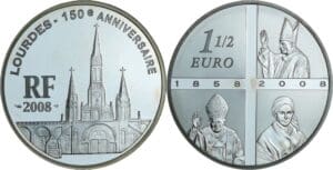 France - Lieux et monuments de France - Belle Épreuve de 1 1/2 euro - Lourdes 2008