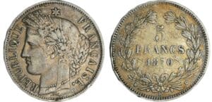 France - Gouvernement de défense nationale (1870-1871) - 5 francs Cérès sans légende 1871 K (Bordeaux)