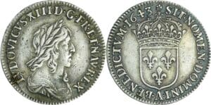 France - Louis XIII (1610-1643) - 1/12 d'écu du 2ème poinçon de Warin - 1643 A (Paris), Rose