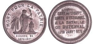 France - Guerre de 1870-1871 - Médaille en étain "les héros", 1871