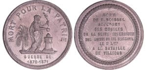 France - Guerre de 1870-1871 - Médaille en étain "les héros", 1871