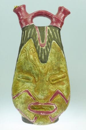 Bouteille en céramique - Visage de guerrier