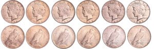 Etats-Unis - Dollar "Peace" Lot de 6 monnaies 1922, 1923, 1924, 1925, 1928, 1935